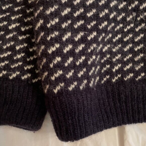 L.L. Bean Sweater Mens XXL bird's eye zipper front wool sweater fleece lined - Picture 11 of 12